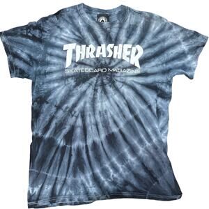 Thrasher Skateboard Magazine Gray Tie Dye Graphic Tee Size Medium